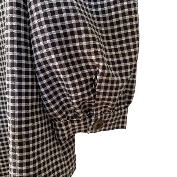 Essue Black and White Gingham Print V Neck Button Up Puff Sleeve Top Medium - Picture 4 of 8
